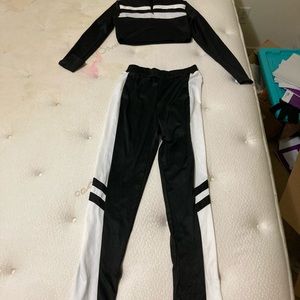 SHEIN black and white ladies sexy track suit